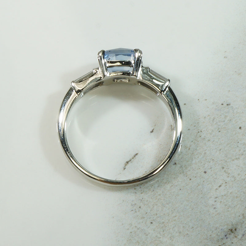 Cushion Cut Sapphire in Platinum Engagement Ring