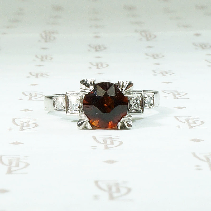 Industria Argentina Modernist Madeira Citrine & Platinum Ring