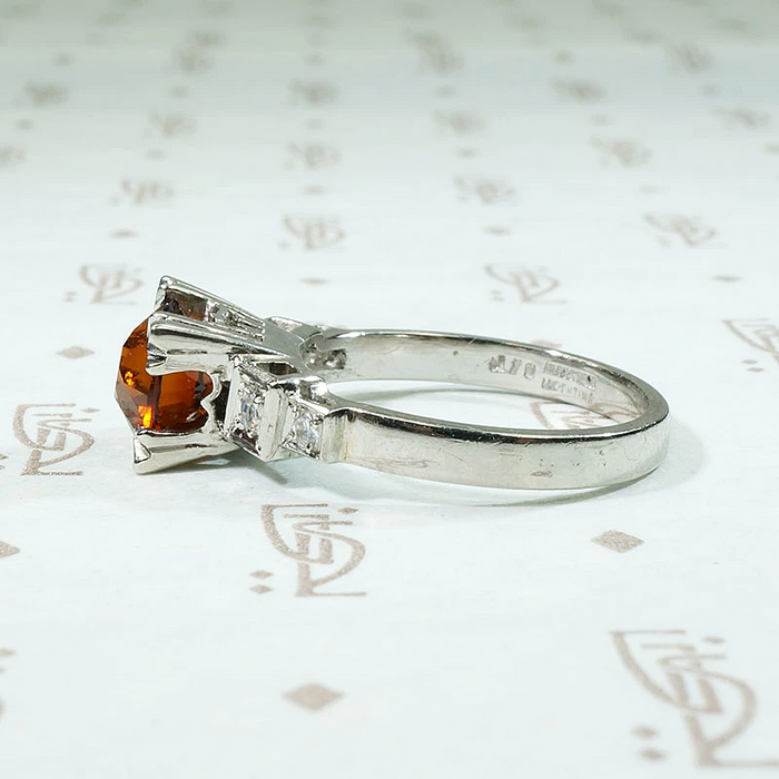Industria Argentina Modernist Madeira Citrine & Platinum Ring