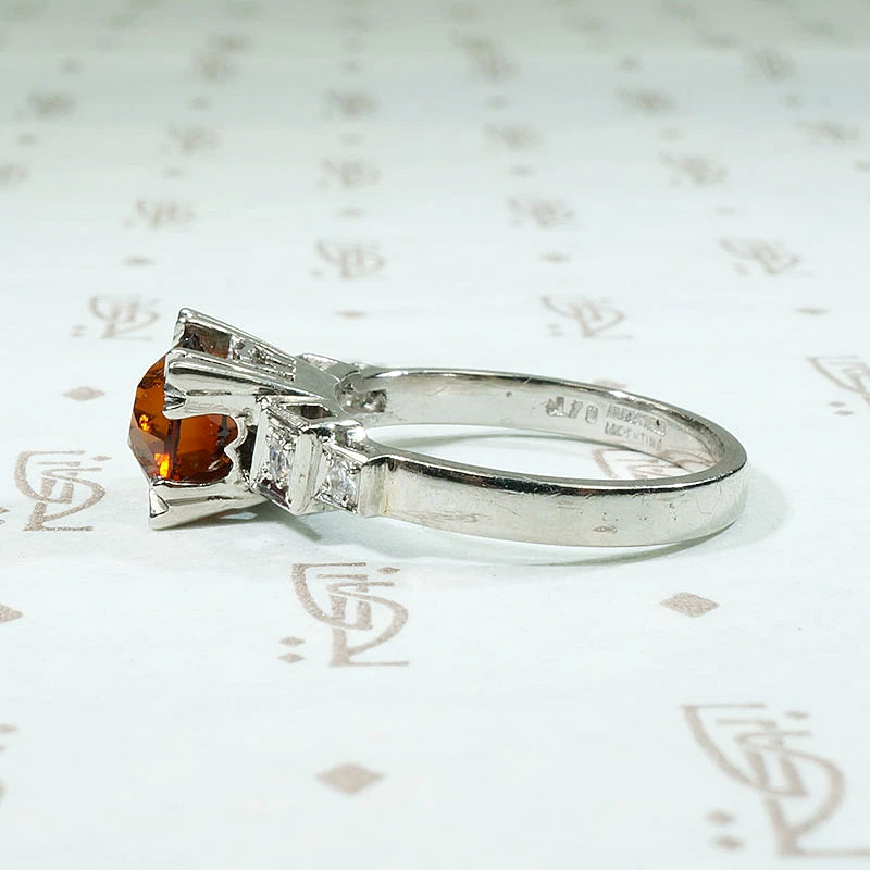 Industria Argentina Modernist Madeira Citrine & Platinum Ring