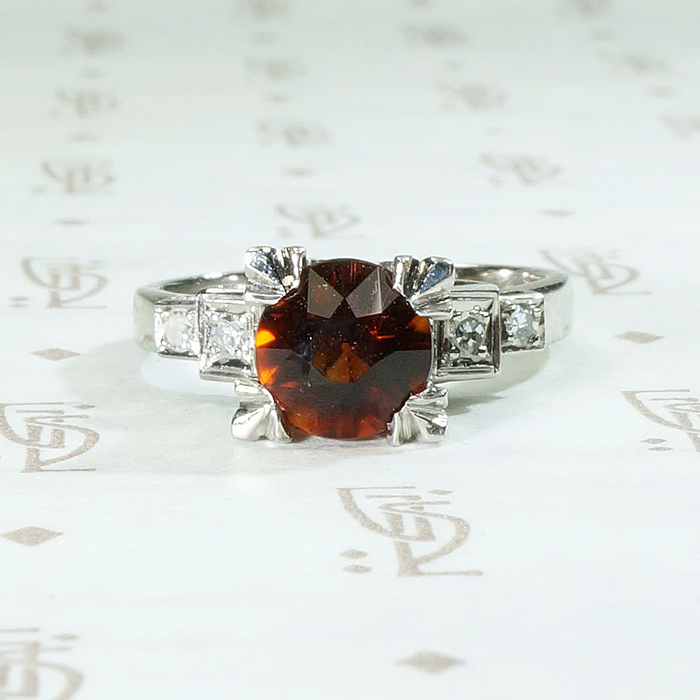 Industria Argentina Modernist Madeira Citrine & Platinum Ring