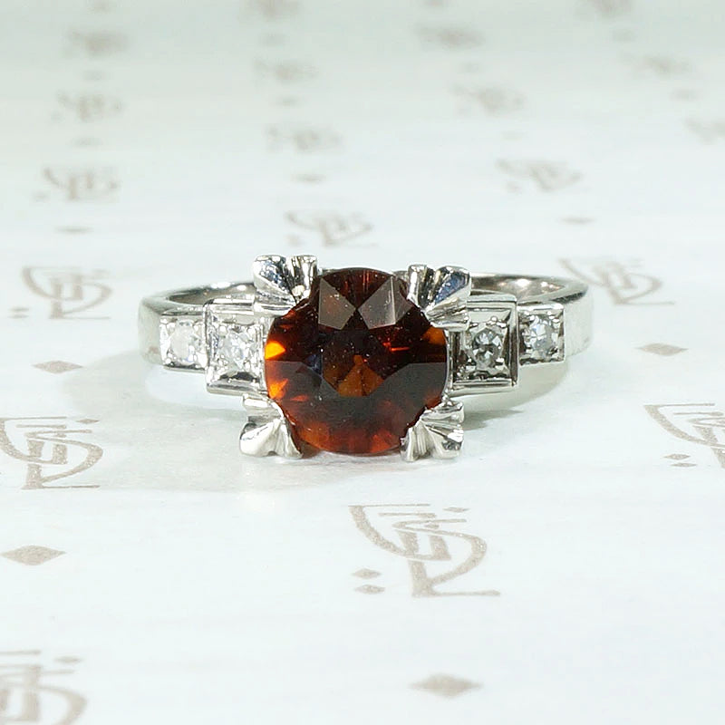 Industria Argentina Modernist Madeira Citrine & Platinum Ring