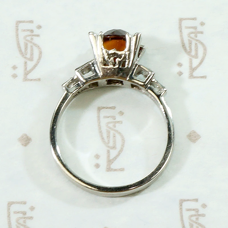 Industria Argentina Modernist Madeira Citrine & Platinum Ring