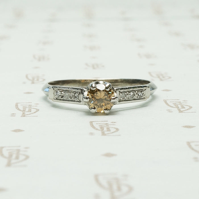 Vintage Fancy Yellow Diamond Engagement Ring