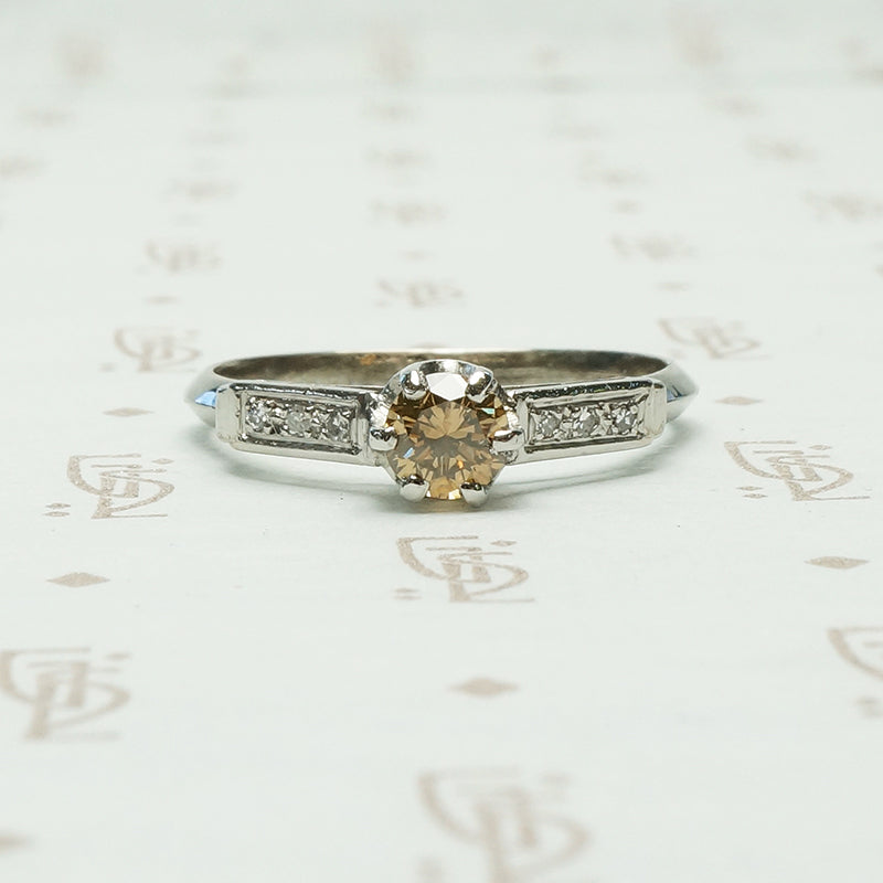 Vintage Fancy Yellow Diamond Engagement Ring