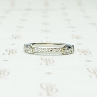 art deco channel set diamond band 18k white gold
