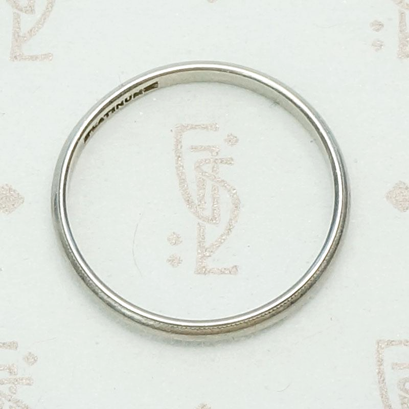 Platinum Half Round Wedding Band with Milgrain