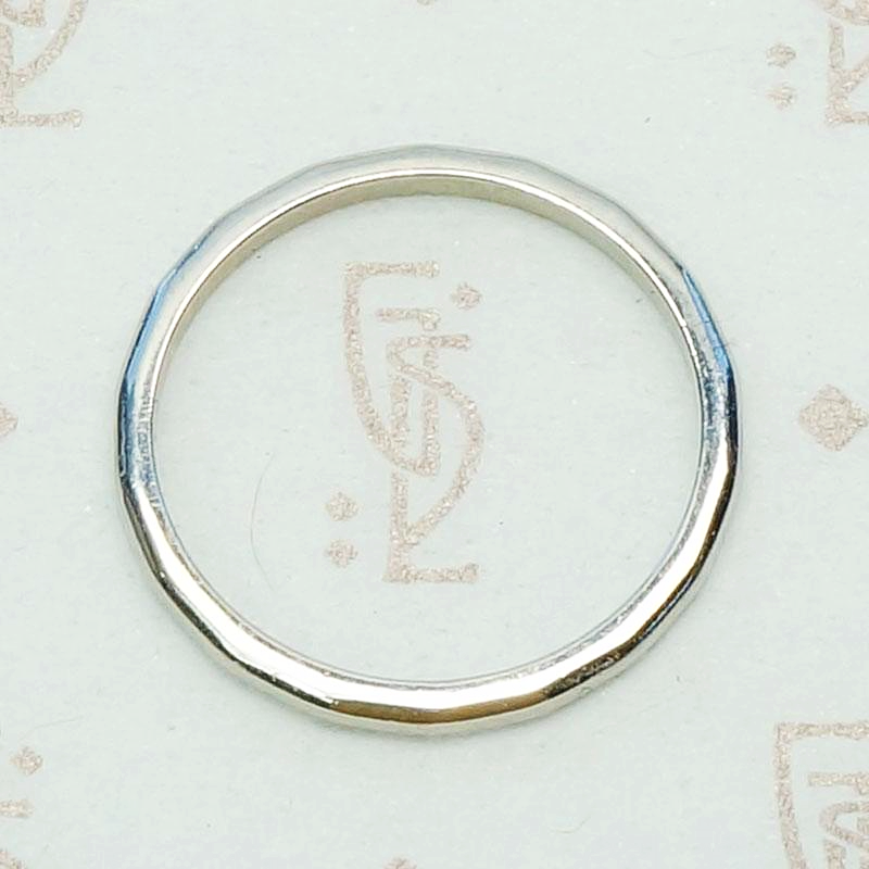 Retro Faceted Platinum Wedding Band