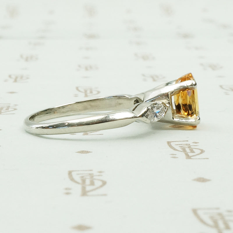 Platinum Marquise Diamond and Imperial Topaz Ring