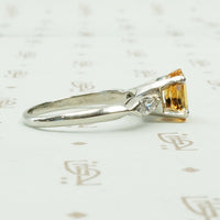 Platinum Marquise Diamond and Imperial Topaz Ring