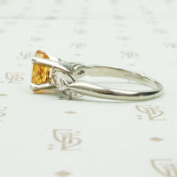 Platinum Marquise Diamond and Imperial Topaz Ring