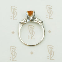 Platinum Marquise Diamond and Imperial Topaz Ring