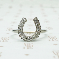 Lucky Number Eleven Diamond Horseshoe Ring