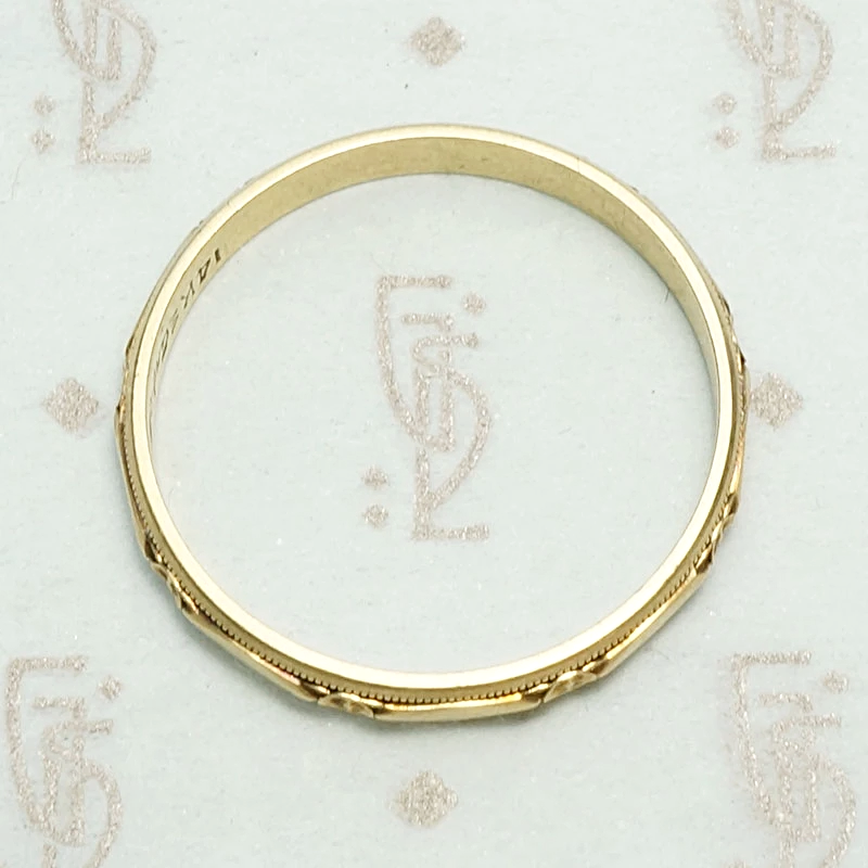 Art Deco Rosy Gold Floral Band in Larger Size
