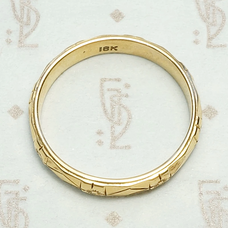 Art Deco Forget Me Not Band in Rosy Gold