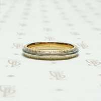 Two Tone Art Deco Engraved Wedding Band