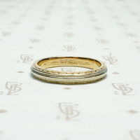Two Tone Art Deco Engraved Wedding Band