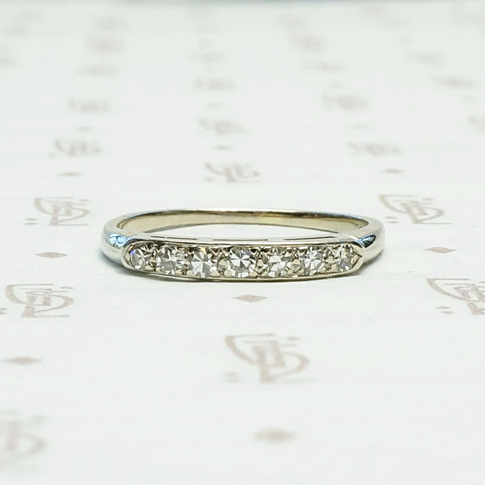 Seven Diamond White Gold Wedding Band