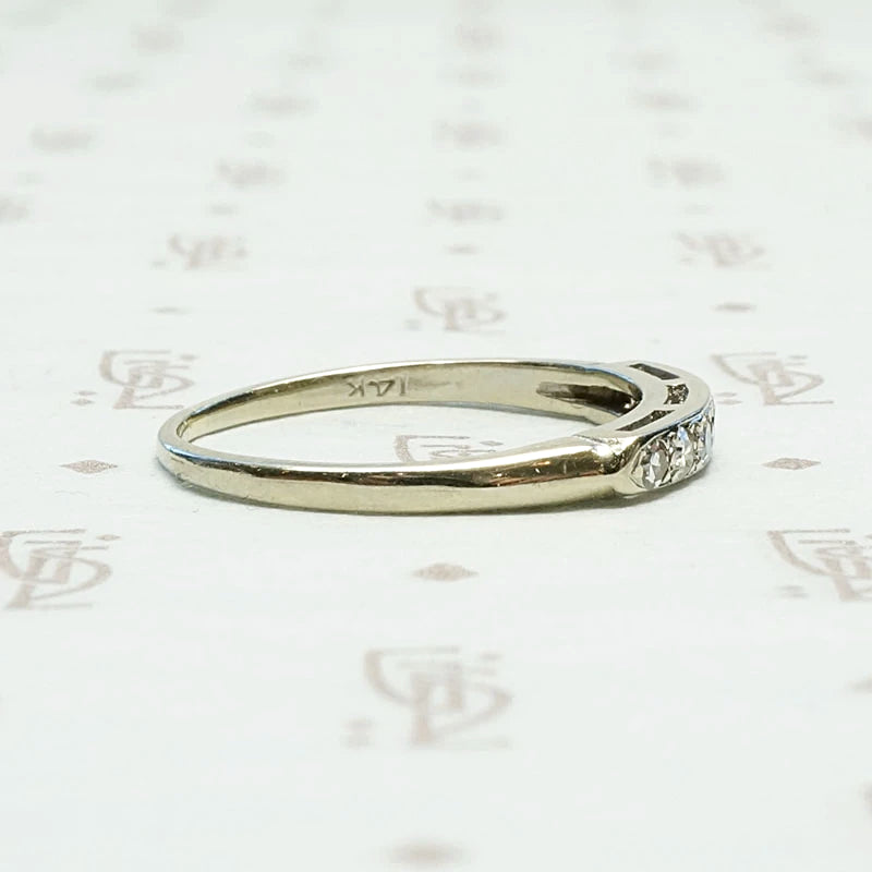 Seven Diamond White Gold Wedding Band