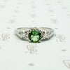 Spring Green Tourmaline in Flowery White Gold Ring