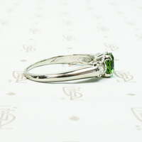 Spring Green Tourmaline in Flowery White Gold Ring
