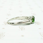 Spring Green Tourmaline in Flowery White Gold Ring