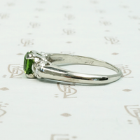 Spring Green Tourmaline in Flowery White Gold Ring