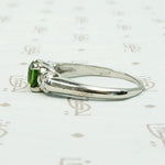 Spring Green Tourmaline in Flowery White Gold Ring