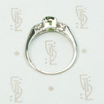 Spring Green Tourmaline in Flowery White Gold Ring