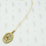 Lovely Engraved Quatrefoil Pendant with Sapphire & Pearl