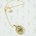 Lovely Engraved Quatrefoil Pendant with Sapphire & Pearl