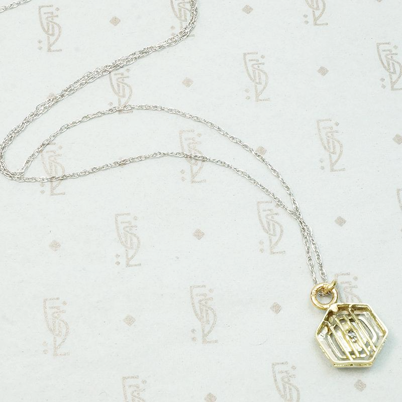 Hexagonal Two Tone Art Deco Diamond Pendant
