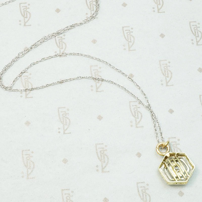 Hexagonal Two Tone Art Deco Diamond Pendant