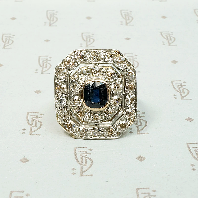 Breathtaking Antique Double Halo Sapphire Ring