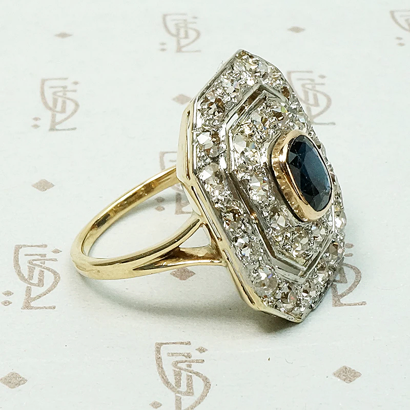 Breathtaking Antique Double Halo Sapphire Ring