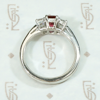 Radiant Red Spinel Mid Century Style Platinum Ring