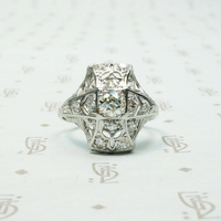 Edwardian Rectangular Dome Diamond Ring 