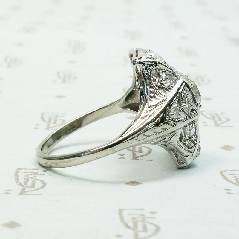Edwardian Rectangular Dome Diamond Ring 