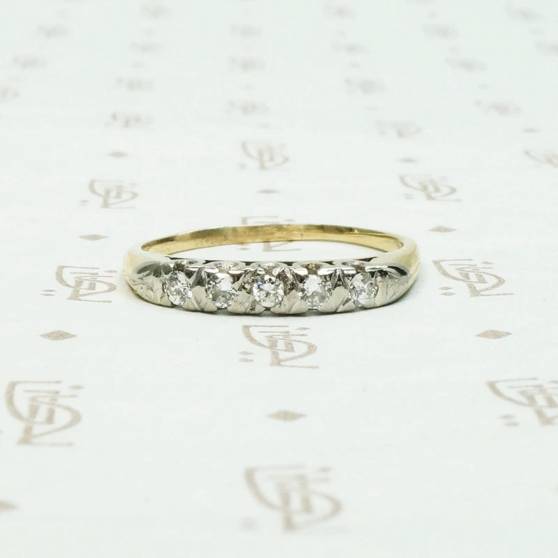 Two Tone Diamond Band with Fancy Prongs