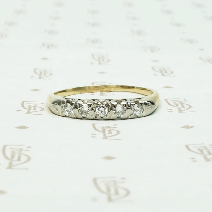 Two Tone Diamond Band with Fancy Prongs
