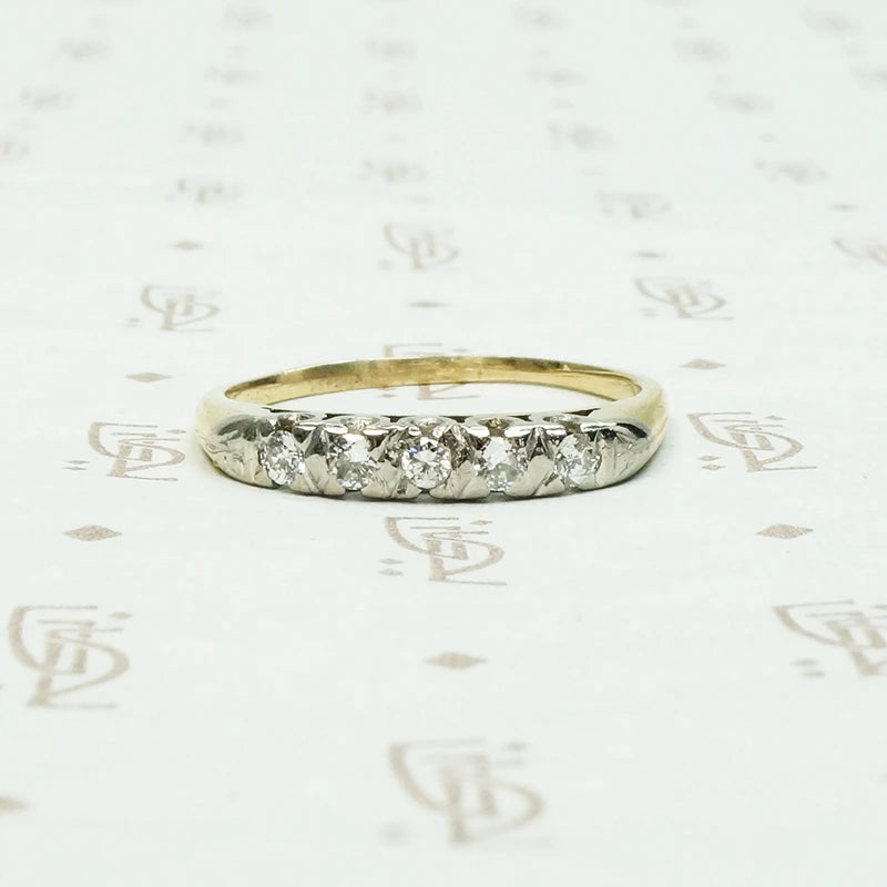 Two Tone Diamond Band with Fancy Prongs