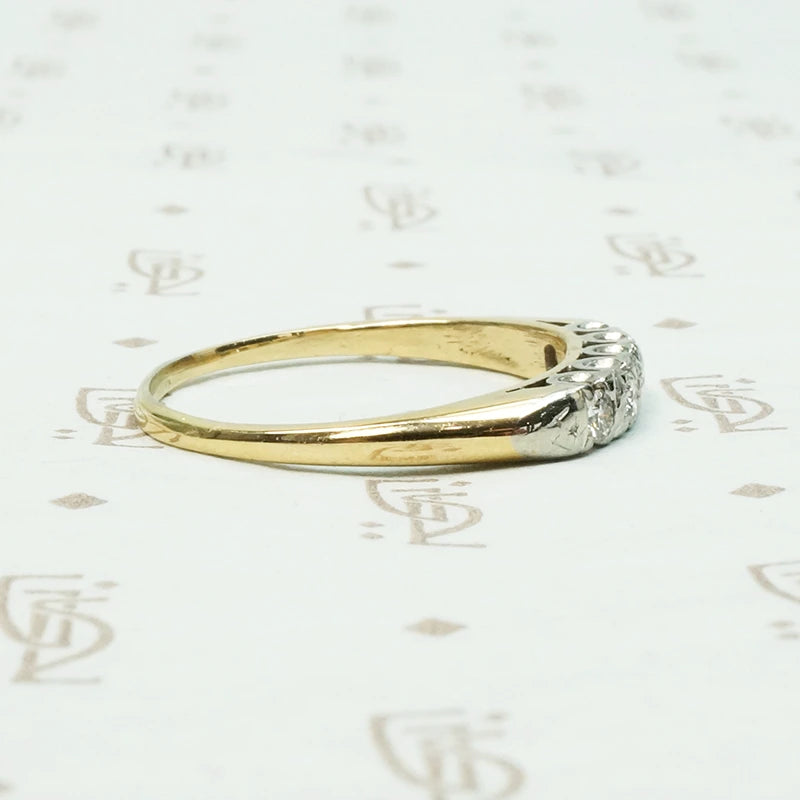 Two Tone Diamond Band with Fancy Prongs