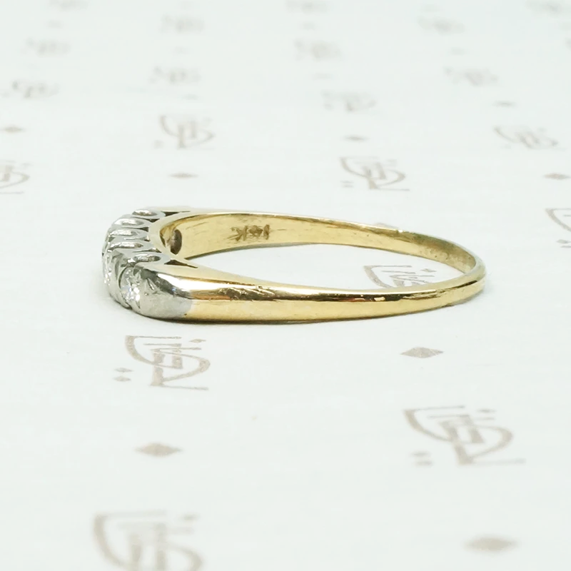 Two Tone Diamond Band with Fancy Prongs