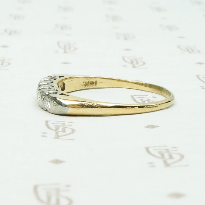 Two Tone Diamond Band with Fancy Prongs