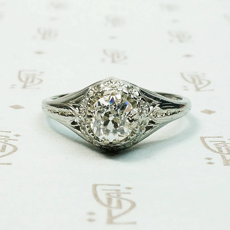 Wreath of Flowers Filigree Engagement Ring