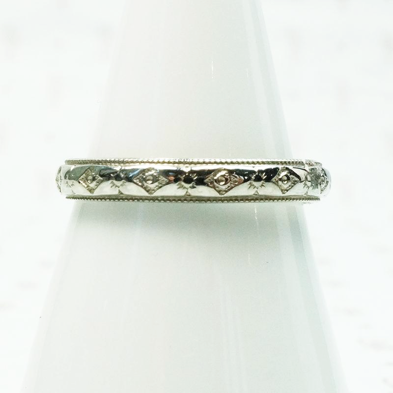 Star Burst White Gold Band by Belais
