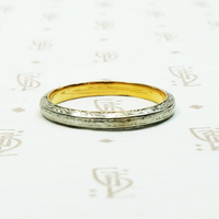 Engraved Edwardian English Platinum & 18k Band