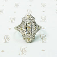 Exquisite Engraving Diamond Filigree Deco Ring