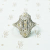 Exquisite Engraving Diamond Filigree Deco Ring
