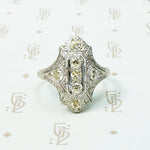 Exquisite Engraving Diamond Filigree Deco Ring